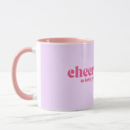 Mug 40e anniversaire, "encourage à quarante ans" viole (Gauche)