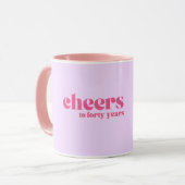 Mug 40e anniversaire, "encourage à quarante ans" viole (Devant gauche)