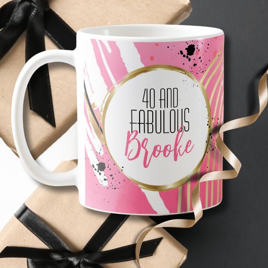 Mug 40e anniversaire fabuleux pour son or noir rose
