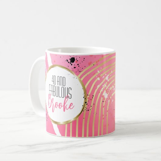 Mug 40e anniversaire fabuleux pour son or noir rose (Devant gauche)