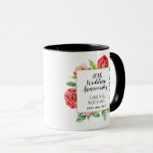 Mug 40e anniversaire Mariage cadeau - Ruby Red Roses (Devant droit)
