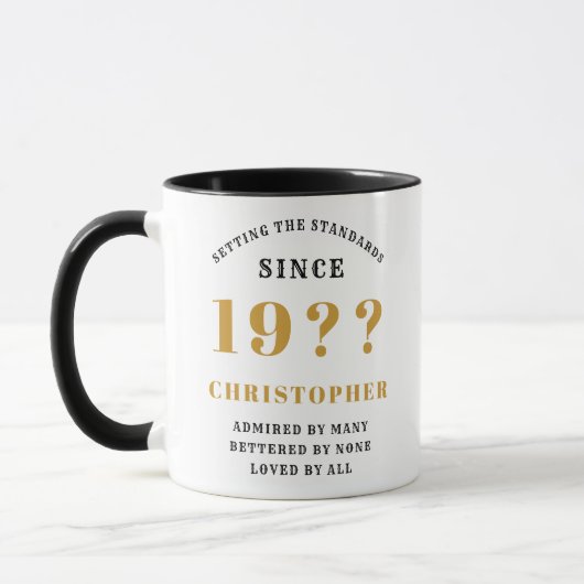 Mug 40e anniversaire Monogramme et année Black Gold (Gauche)