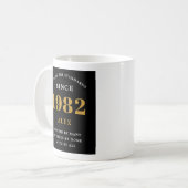 Mug 40e anniversaire Nom 1982 Black Gold Elegant Chic (Devant gauche)
