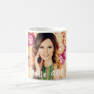 Mug 40e anniversaire photo bonjour 40 femme