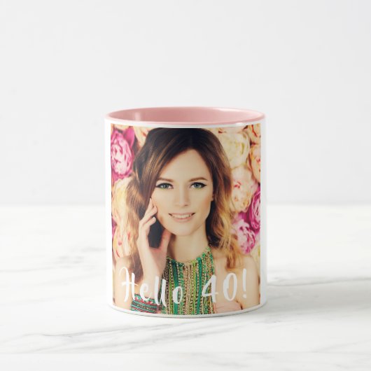 Mug 40e anniversaire photo bonjour 40 femmes (Centre)