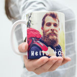 Mug 40e anniversaire photo personnalisée bonjour 40 me<br><div class="desc">Modèle pour Votre photo. Texte blanc : Bonjour 40. Une tasse pour une fête de 40e anniversaire ou un cadeau pour lui.</div>