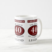 Mug 40e anniversaire Red Genuine Legend Ajouter votre  (Devant droit)