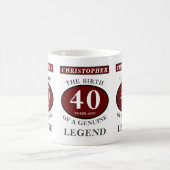 Mug 40e anniversaire Red Genuine Legend Ajouter votre  (Centre)