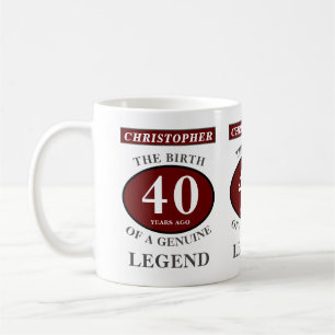 Mug 40e anniversaire Red Genuine Legend Ajouter votre 