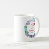 Mug 40e Anniversaire Ruby Floral Bluebell Lilac Wreath (Devant droit)