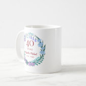 Mug 40e Anniversaire Ruby Floral Bluebell Lilac Wreath (Devant gauche)