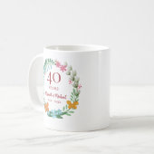 Mug 40e anniversaire Ruby Floral Butterfly Wreath (Devant gauche)