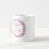 Mug 40e anniversaire Ruby Floral Rose Flower Wreath (Devant gauche)