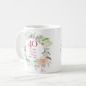 Mug 40e anniversaire Ruby Mariage Pays Floral (Devant gauche)