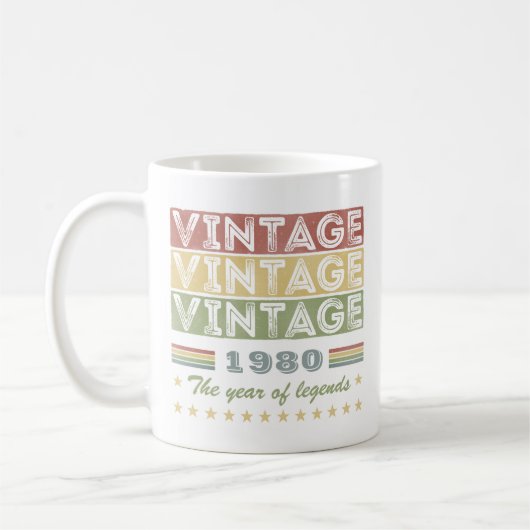 Mug 40e anniversaire Vintage 1980 l'année des légendes (Gauche)