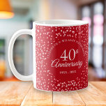 Mug 40e Anniversary Ruby Hearts<br><div class="desc">Conçu pour coordonner avec notre collection du 40e anniversaire Ruby Hearts. Doté d'un coeur de rubis délicat. Personnalisez avec vos quarante ans spéciaux d'informations d'anniversaire de rubis en lettrage de rubis chic. Conçu par Thisisnotme©</div>