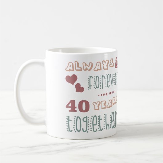 Mug 40ème anniversaire de Mariage mignon (Gauche)