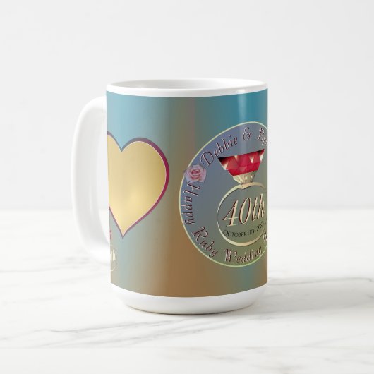 Mug 40ème anniversaire du Mariage de Ruby 2 photos (Devant gauche)