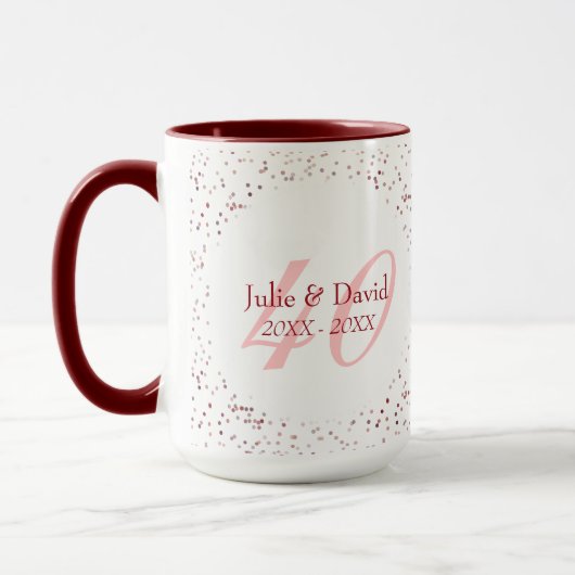 Mug 40ème anniversaire du Mariage Ruby Stardust Confet (Gauche)