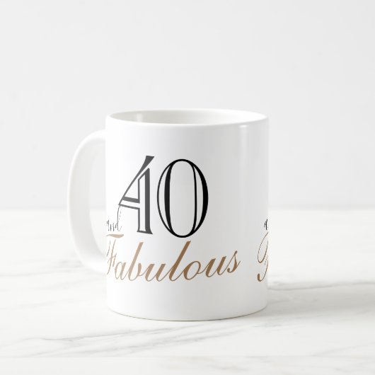 Mug 40ème et fabuleux noir élégant script Anniversaire (Devant gauche)