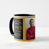 Mug 40th Birthday 1983 Black Gold Ajouter Nom Photo (Devant gauche)