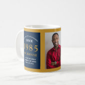 Mug 40th Birthday 1983 Blue Gold Ajouter Nom Photo (Devant gauche)