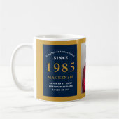 Mug 40th Birthday 1983 Blue Gold Ajouter Nom Photo (Gauche)