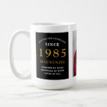 Mug 40th Birthday 1985 Black Gold Ajouter Nom Photo Gr<br><div class="desc">Une énorme tasse photo en noir et or pour ces gens spéciaux. Customisez facilement le texte et la photo en utilisant le modèle fourni. Une partie de la gamme de normes d'établissement.</div>