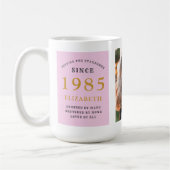 Mug 40th Birthday 1985 Pink Grey Ajouter un nom Photo  (Gauche)