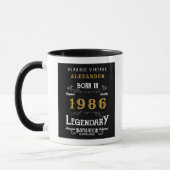 Mug 40th Birthday 1986 Legend Retro Black Personalized (Gauche)