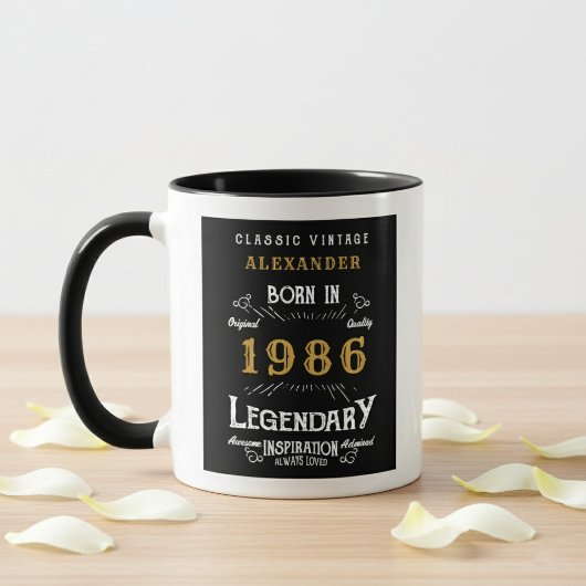 Mug 40th Birthday 1986 Legend Retro Black Personalized
