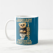 Mug 43 Year Old January 1983 Teddy Bear 43rd Birthday  (Gauche)