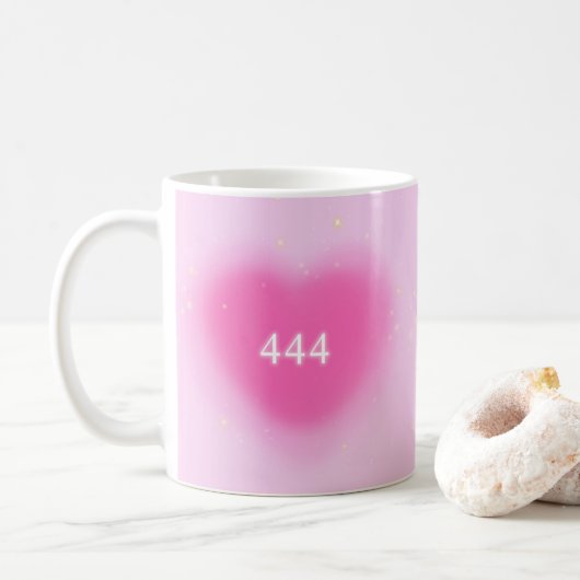 Mug 444 Moderne Coeur rose Numéro d'ange esthétique (Avec donut)