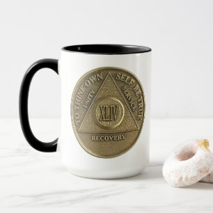 Mug 44 ans NOM PERSONNALISÉ Sober Coin Anniversaire