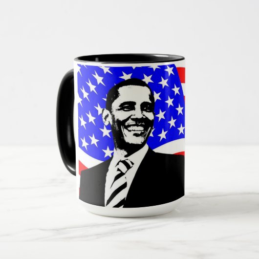 Mug 44ème Président, Barack Obama et Drapeau Coffee Mu (Devant gauche)