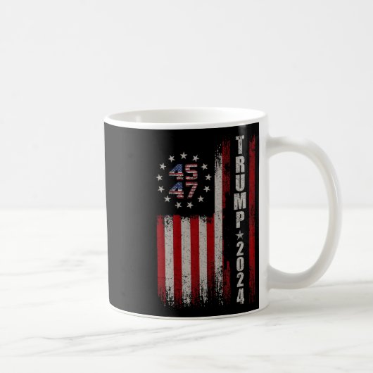 Mug 45 47 Trump 2024 - Drapeau américain (Droite)
