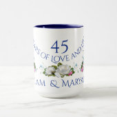 Mug 45 ans d'amour - Couture des roses blanches (Centre)