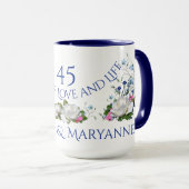 Mug 45 ans d'amour - Couture des roses blanches (Devant droit)