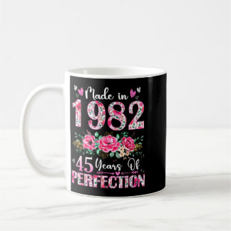 Mug 45 ans faits en 1982 Floral Mignon 45e anniversair