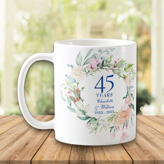 Mug 45e 65e Anniversaire de Mariage Fleurs de Pays