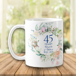 Mug 45e 65e anniversaire du Mariage Pays Floral<br><div class="desc">Doté d'une délicate guirlande florale d'aquarelle,  ce chic tasse d'anniversaire mariage saphir botanique peut être personnalisé avec vos informations spéciales d'anniversaire dans un texte élégant. Conçu par Thisisnotme©</div>