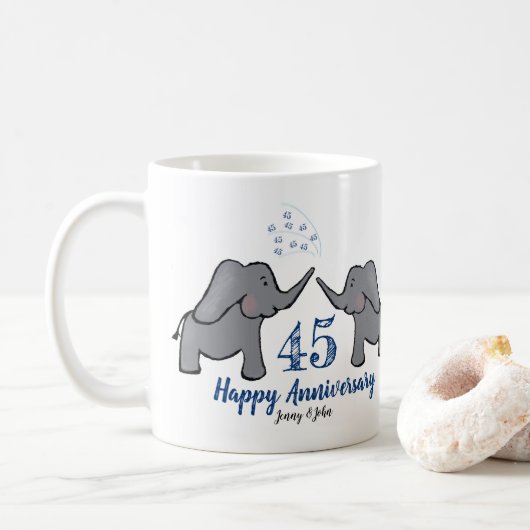 Mug 45e saphir mariage anniversaire éléphant mignon (Avec donut)