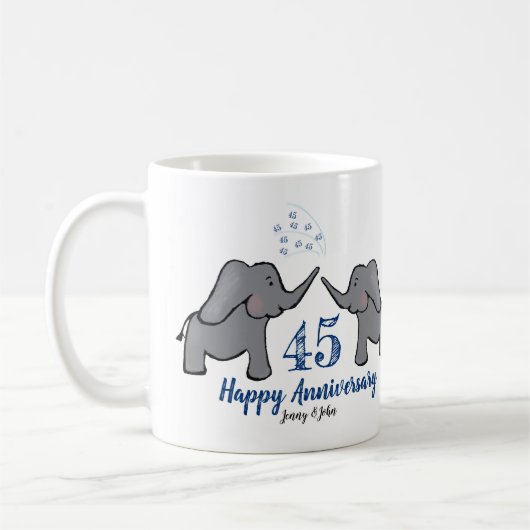 Mug 45e saphir mariage anniversaire éléphant mignon (Gauche)