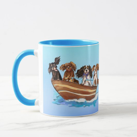 Mug 4 Cavalier King Charles Spaniels sur un bateau (Gauche)