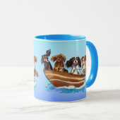Mug 4 Cavalier King Charles Spaniels sur un bateau (Devant droit)