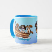 Mug 4 Cavalier King Charles Spaniels sur un bateau (Devant gauche)