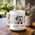 Mug 4 Collage photo minimaliste - Meilleure année jama<br><div class="desc">Utilisez vos photos sans cadres sur celle-ci ! Ajoutez vos photos et instantanés préférés à cette bande pour un garde-mémoire amusant. Une façon artistique d'afficher vos meilleures photos de partage.</div>