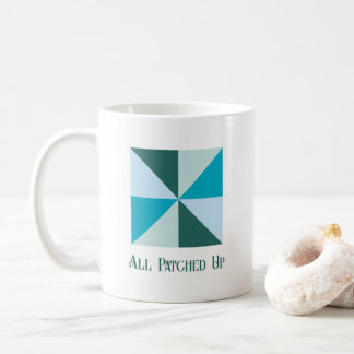 Mug 4 Color Pinwheel Quilt Block with Custom Text Line