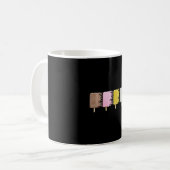 Mug 4 glaces - jaune, rose, gris, brun (Devant gauche)