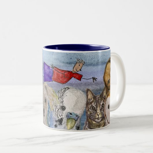Mug #4 Joanna Flying Over Animals Tweekleurige Koffiemok (Voorkant rechts)